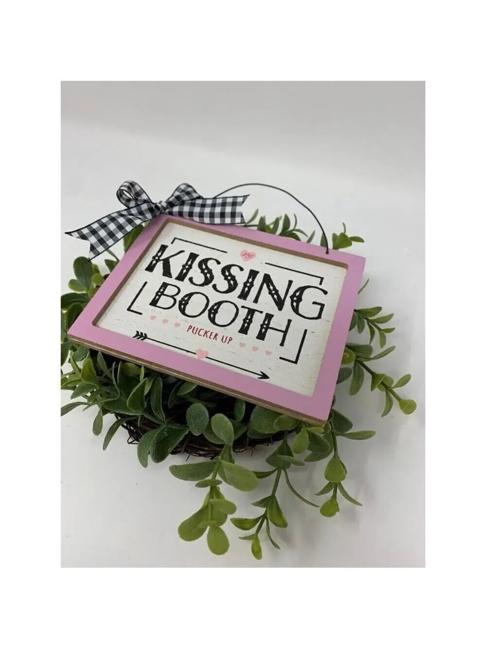 Valentines Day Mini Sign Pink Kissing Booth Farmhouse Tiered Tray Decor Holiday